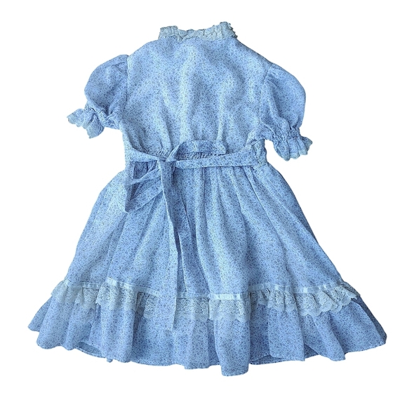 Vintage Gunne Sax Purple Ditsy Floral Prairie Dress with Lace Trim - Picture 4 of 4